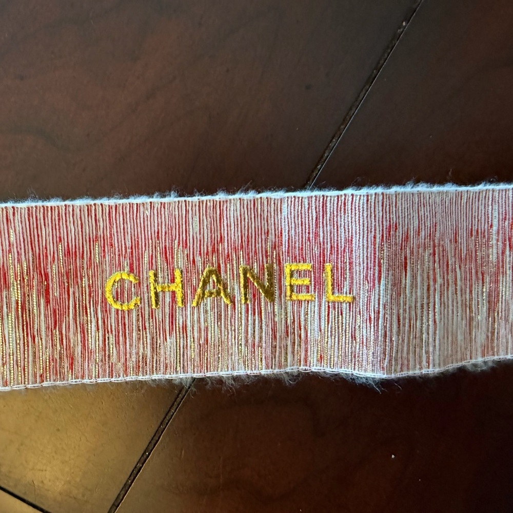 CHANEL Pink and Gold Decorative Ribbon